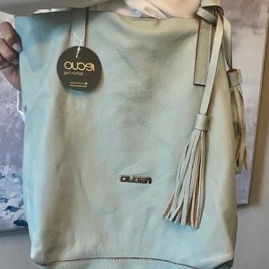 Elegant light blue leather purse